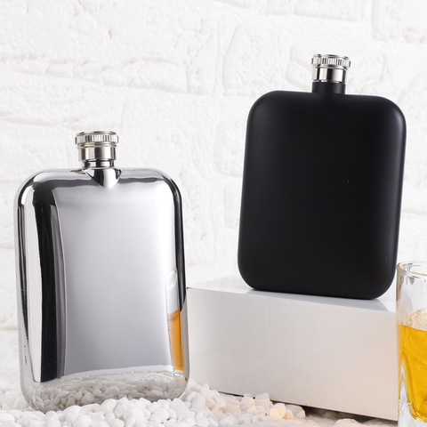 Flacon à hanche Portable en acier inoxydable 304 | De qualité alimentaire avec Funnle pour le Whisky alcool Vodka bouteille de vin de liqueur de 5 OZ noir ou argent ► Photo 1/6