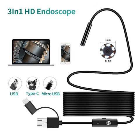 7.0mm type-c Android USB Endoscope caméra câble dur PC Android téléphone Endoscope tuyau Type c Endoscope Inspection Mini caméra ► Photo 1/6