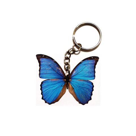 Bleu papillon acrylique porte-clés aile volante chiens en acier porte-clés pendentifs cadeau meilleur ami porte-clés accessoires porte-clés hommes jouet ► Photo 1/6