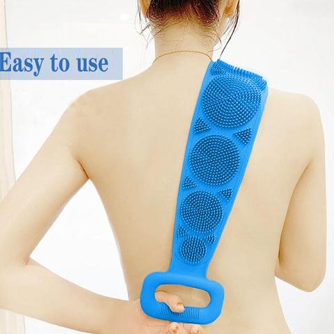 Serviette de bain loofah en silicone, épurateur du dos, ceinture de toilette douce, massage exfoliant pour la douche, nettoyage du corps, sangle de salle d'eau ► Photo 1/6