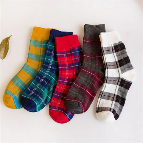 Vintage Plaid à carreaux coton femmes chaussettes rétro écossais treillis grille Kawaii chaussettes de haute qualité mode automne hiver chaussettes mignonnes ► Photo 1/6