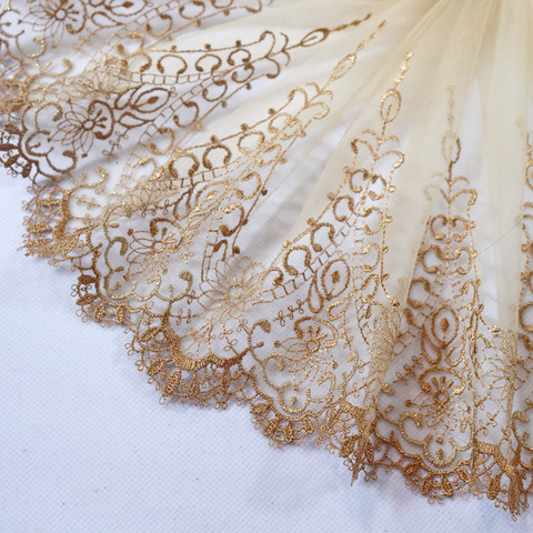 Garnitures en dentelle brodée en maille vintage 1 mètre 23 cm de large, soutien-gorge de café léger, Lingerie, robe, décoration de vêtements bricolage ► Photo 1/6