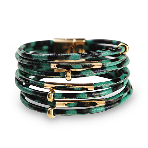 WYBU quatre Styles charme léopard bracelet en couches pour les femmes Boho manchette Bracelets d'enveloppement avec perles et fermoir magnétique bijoux à la main ► Photo 1/6