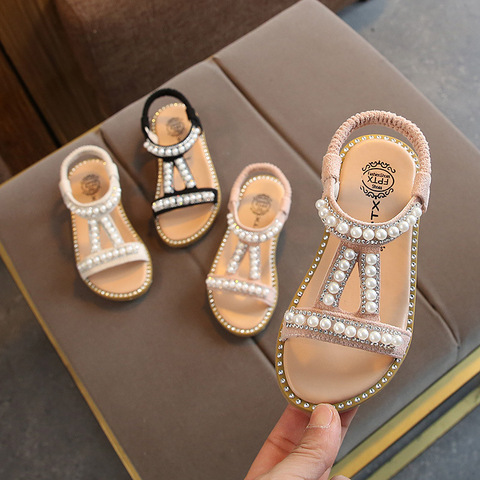 Sandales d'été pour bébés filles, chaussures romaines à perles et cristaux pour enfants en bas âge ► Photo 1/6