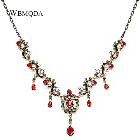 Collier en cristal rouge, style Boho pour femmes, bijoux de mariage ethnique, Vintage, couleur or Antique turque ► Photo 1/6