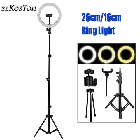 26cm/16cm LED anneau lumière Dimmable éclairage photographique caméra téléphone Studio Selfie anneau lampe Table trépieds pour maquillage vidéo en direct ► Photo 1/6