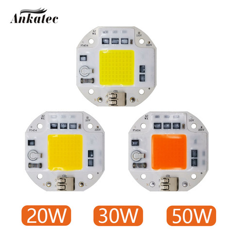 AC110V 220V aucun LED de soudure COB puce 20W 30W 50W spectre complet croissance des plantes blanc froid blanc chaud lumière diode émettrice LED matrice de LED ► Photo 1/6