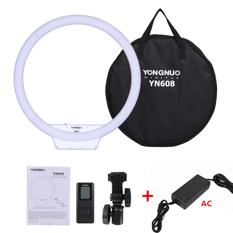 YONGNUO YN608 anneau de Studio LED lumière vidéo Flexible 3200-5500k lumière photographique télécommande sans fil + adaptateur ca ► Photo 1/6