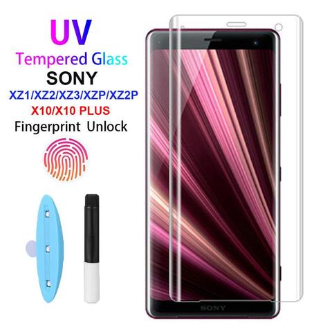 Verre trempé à bord incurvé 3D pour SONY Xperia 10 10 PLUS XZ XZ2, colle en verre UV Premium pour XZ1 XZ2 XZ3 X10 X10 ► Photo 1/6