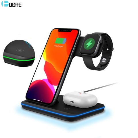 DCAE 15W 3 en 1 Qi support de chargeur sans fil pour iPhone 11 XS XR X 8 AirPods Pro Station de Charge pour Apple Watch iWatch 5 4 3 2 ► Photo 1/6