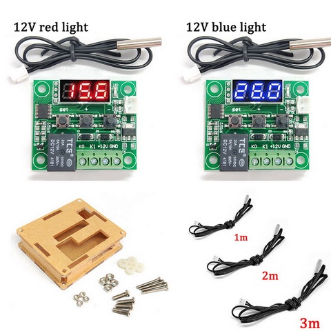 Thermostat numérique rouge W1209, contrôle de la température, thermomètre, Module de contrôleur thermique, DC 12V 125V, étanche avec boîte 2022 ► Photo 1/6