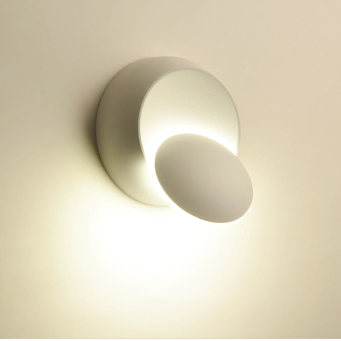 Lampe murale noire, réglable avec rotation à mur LED degrés, lumière de chevet blanche et noire, lampe murale créative moderne, lampe ronde pour allée ► Photo 1/4