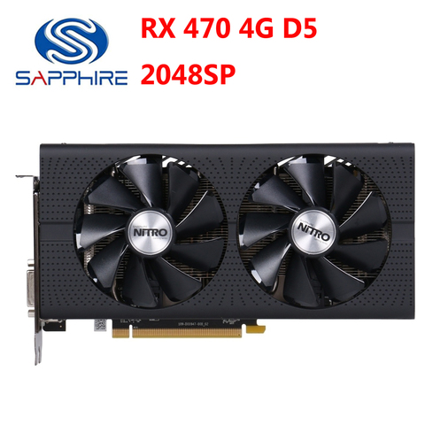 Saphir RX 470 4GD5 cartes graphiques 256Bit GDDR5 carte vidéo pour AMD RX 400 série Radeon RX470 4GB DisplayPort HDMI DVI utilisé ► Photo 1/6