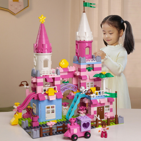 QWZ – blocs de construction château princesse rose pour filles, pièces de briques, jouets pour enfants, cadeau de noël, nouvelle collection ► Photo 1/6