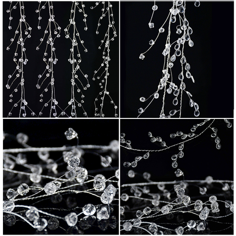 Rideau de perles en cristal acrylique 100/120/150cm, guirlande de branches en forme de goutte d'eau claire, fournitures de décoration pour fête de mariage ► Photo 1/6