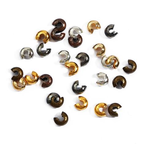 Lot de 100 pièces de perles à sertir en cuivre doré, embouts de cordon 3, 4, 5mm, bouchon, perles d'espacement pour bricolage, fabrication de bijoux, fournitures ► Photo 1/6
