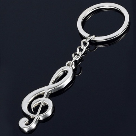 Nouveau porte-clés populaire en alliage de métal plaqué argent, accessoire de bijoux, symbole de musique de voiture, vente en gros ► Photo 1/3