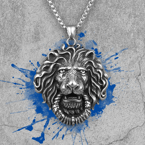 Colliers longs pour hommes, pendentifs roi Lion, dominateur, pour petit ami, en acier inoxydable, bijoux créatifs, cadeau, vente en gros ► Photo 1/6