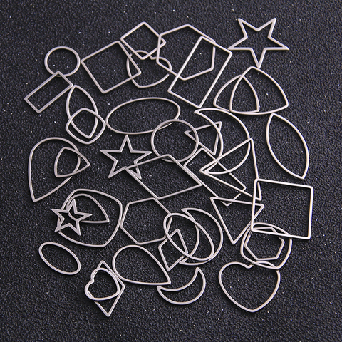 Lot de 15 pièces, breloques géométriques en acier inoxydable, pendentif ouvert, cadre à presser en résine, moule, fabrication bijoux à bricoler soi-même ► Photo 1/6