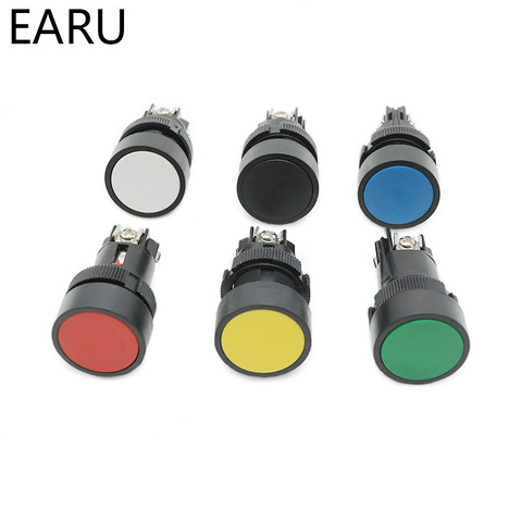 Mini bouton poussoir momentané, 22mm, vis circulaires plates, rondes, rouge, vert, bleu, NO + NC XB2-EA142 XB2-EA131 XB2-EA121, 10 pièces/lot ► Photo 1/6