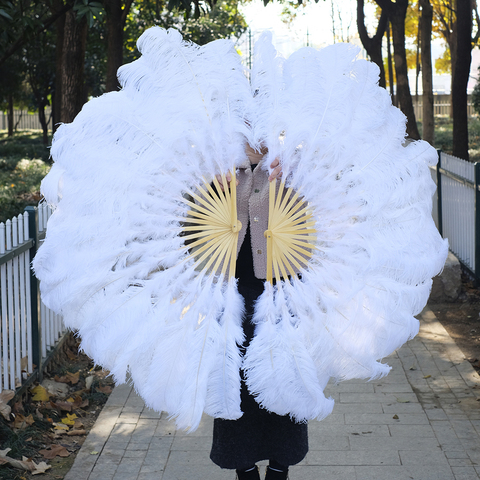 Nouveauté de haute qualité blanc grand ventilateur de plumes d'autruche décorer Halloween fête ventilateur de danse du ventre bricolage 10-18 plumes barres de ventilateur ► Photo 1/6