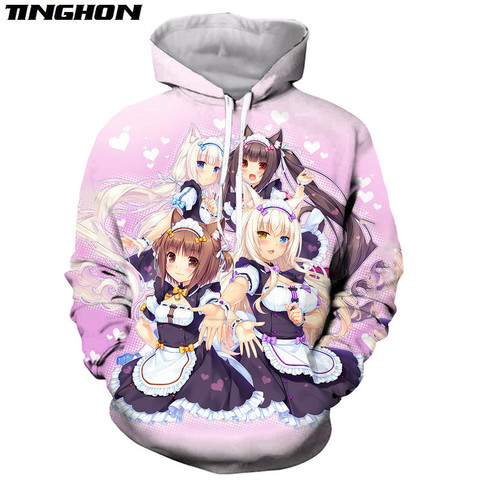 Sweat à capuche pour hommes et femmes, Streetwear décontracté, à la mode, avec dessin animé Nekopara Chocola vanille imprimé en 3D, XS-7XL ► Photo 1/6