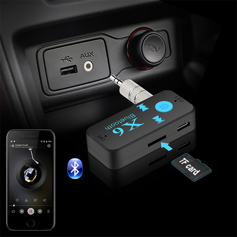 3 en 1 kit voiture bluetooth v4.1 récepteur bluetooth 3.5mm aux + lecteur de carte TF + appel mains libres récepteur audio stéréo adaptateur de musique ► Photo 1/6