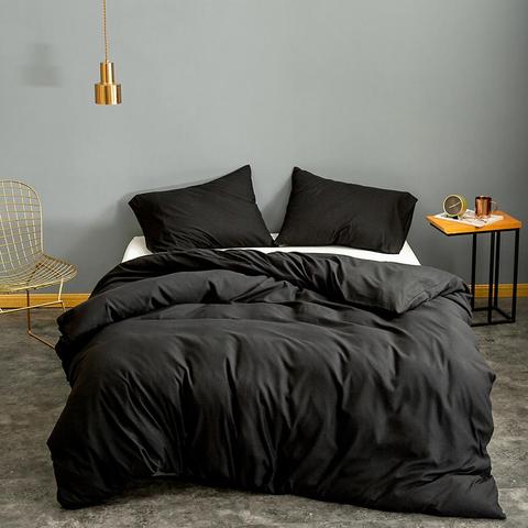 Bonenjoy 1 pc housse de couette reine taille noir couleur literie housse de couette roi edredom microfibre housse de couette (pas de taie d'oreiller) ► Photo 1/6