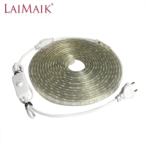 LAIMAIK LED étanche bande lumière 220 v avec interrupteur ON/OFF lumière Flexible 5050 bande de LED extérieure ip67 pour cuisine EU plug lumières ► Photo 1/6