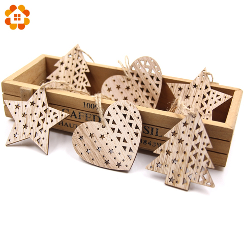 Pendentifs en bois de noël 6 pièces ravissants, ornements artisanaux en bois, décorations pour arbre de noël, jouets pour enfants, cadeaux suspendus ► Photo 1/6