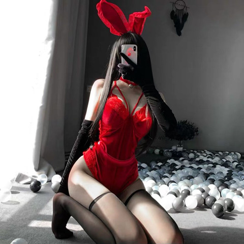 Lapin fille Sexy Anime Cosplay déguisement femme de chambre Lingerie lapin body érotique tenue femmes enveloppé poitrine doux cadeau pour petite amie ► Photo 1/6