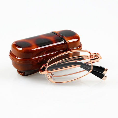 Portable pliant presbyte lunettes pour hommes et femmes dioptrie + 1.0 1.5 2.0 2.5 3.0 3.5 4.0 lunettes de lecture monture en métal ► Photo 1/6