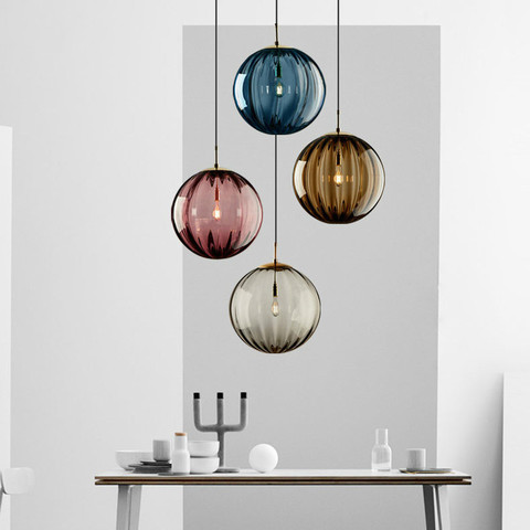 Lampe Led suspendue en forme de boule de verre, design nordique moderne, luminaire décoratif d'intérieur, idéal pour un salon, une chambre à coucher ou un magasin ► Photo 1/6