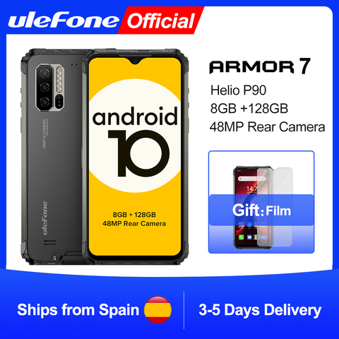 Téléphone portable robuste Ulefone Armor 7 Android 10 Helio P90 8GB + 128GB 2.4G/5G WiFi IP68 48MP CAM 4G LTE Version mondiale Smartphone ► Photo 1/6