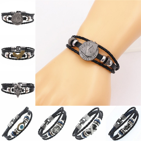 2022 multicouche Bracelet hommes décontracté mode tressé en cuir Bracelets pour femme bois perle Bracelet Punk Rock hommes bijoux ► Photo 1/6