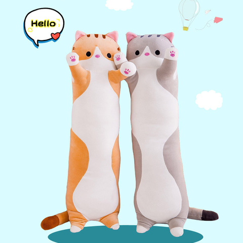 Enfants adultes 50/70cm mignon doux en peluche longue chat oreiller poupée dessin animé Animal chat chaton grand Long sommeil oreiller coussin traversin jouet ► Photo 1/6