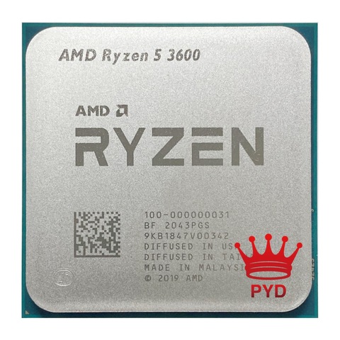 Processeur AMD Ryzen 5 3600 R5 3600 3.6 GHz, 6 cœurs, 12 threads, 7nm, 65W, L3 32 mo, Socket AM4, 100-000000031 ► Photo 1/2