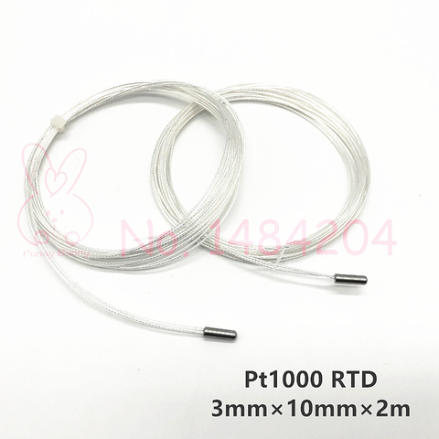 2x PT1000 Sonde 3mm * 10mm 2m-wire Platine Résistance RTD Capteur 2 mètre Deux Fils Température Détecteur Max. 450 C Degrés ► Photo 1/4