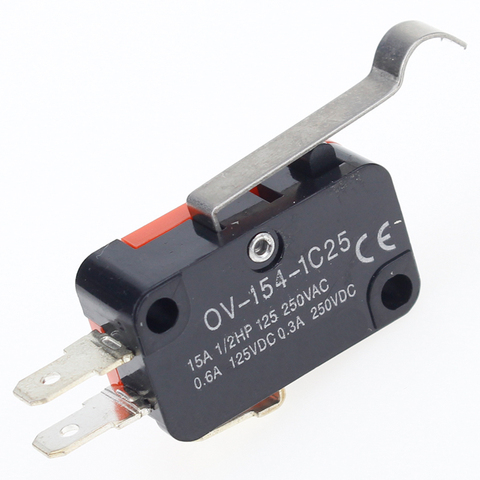 Micro interrupteur de fin de course à longue poignée, V-154-1C25 boutons poussoirs SPDT, 15a, 250V, rouge/noir, 5 pièces ► Photo 1/4