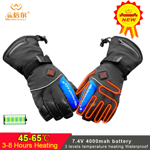 Warmspace 7.4 v Smart Électrique Chauffée Gants, Hiver Ski vélo garder au chaud Au Lithium Batterie Auto Chauffage, 5 doigts homme gants ► Photo 1/6