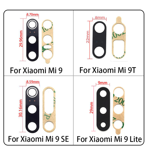 Nouveau pour Xiaomi Mi 9 Mi9 Se Mi9 Lite Mi 9T 10T Note 10 Lite 11 Poco X3 NFC arrière caméra lentille en verre avec autocollant adhésif ► Photo 1/5