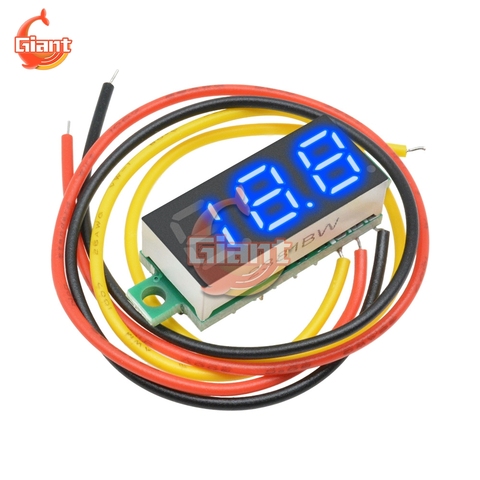 Mini voltmètre à affichage numérique LED, 0.28 pouces, 0-100V DC 5V 12V 24V 36V 48V ► Photo 1/6