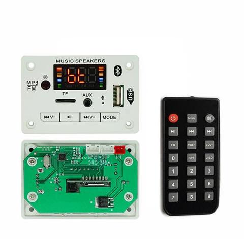 Carte décodeur audio Bluetooth 5.0, 12V, blanc, avec écran couleur d'enregistrement, circuit imprimé, accessoires audio avec appel mains libres ► Photo 1/5