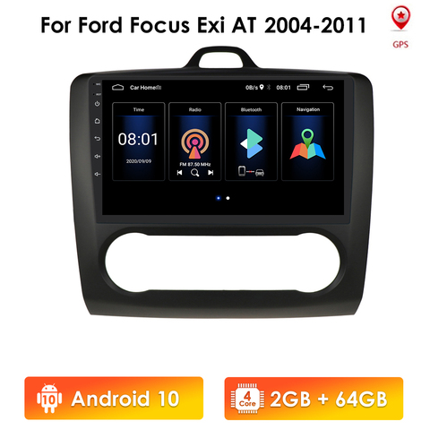 2G + 32G 4G LTE Android 9.0 pour Ford Focus 2 Mk2 2004-2011 voiture FM Radio multimédia MP5 lecteur vidéo Navigation GPS 2 Din WIFI TMPS ► Photo 1/6