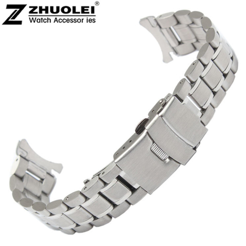 Bracelet de montre en acier inoxydable à extrémité incurvée, pour toutes les marques, 18mm, 20mm, 22mm, 24mm, étanche, noir et argent, pour hommes ► Photo 1/6