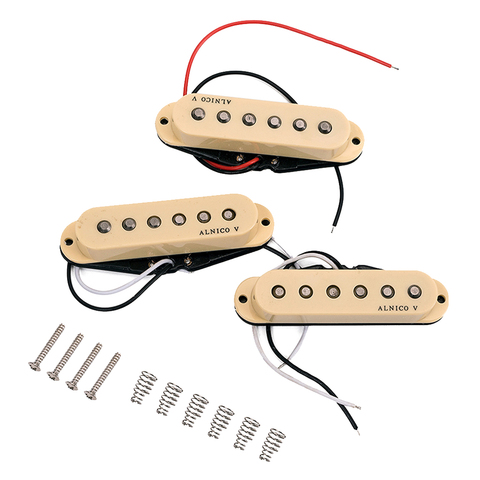 Alnico V guitare pick-up simple bobine Humbucker micros cou pont moyen ensemble pour ST Beige ► Photo 1/6