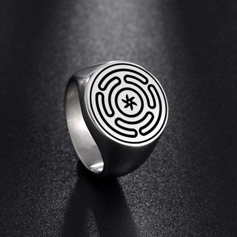 LIKGREAT – bague en acier inoxydable, symbole magique, amulette kabbala, bijou rétro, cadeau NewYear ► Photo 1/6