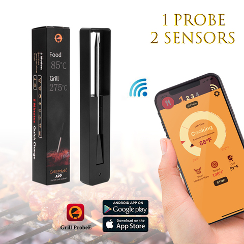 Sans fil viande nourriture Steak thermomètre pour four gril Barbecue fumeur rôtissoire cuisine intelligente numérique Bluetooth Barbecue accessoires ► Photo 1/6