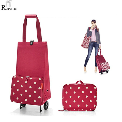 Sac de rangement de caddie de Shopping pour femmes, sac de Shopping Portable de grande capacité, sac de Shopping pliable, organisateur de bagages à roulettes ► Photo 1/6