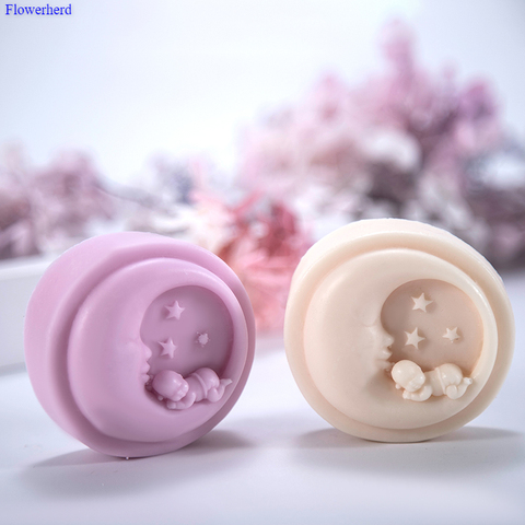 Rond lune bébé savon fait à la main Silicone moule bricolage savon Stome moule savon faisant des fournitures gâteau décoration outils gâteau Chocolat moule ► Photo 1/5